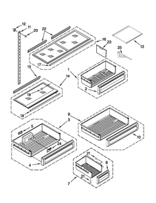 Shelf Parts Diagram and Parts List for JB36NXFXLW02  Jenn-Air Refrigerator
