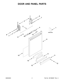 Door And Panel Parts Diagram and Parts List for JDPSG244PS0  Jenn-Air Dishwasher