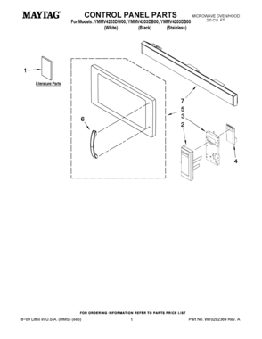 01 - CONTROL PANEL PARTS Diagram and Parts List for YMMV4203DS00  Maytag Microwave Oven Combo