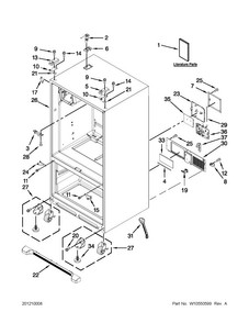 Cabinet Parts Diagram and Parts List for 5MFI267AA000  Maytag Refrigerator