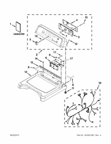 Top And Console Parts Diagram and Parts List for MEDB700BW0  Maytag Dryer
