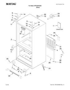 Cabinet Parts Diagram and Parts List for MFF2558VEB3  Maytag Refrigerator