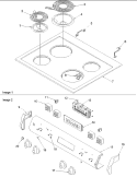 Main Top and Backguard Diagram and Parts List for ARRS6550E P1130691N E Amana Range