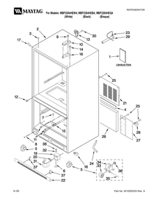Cabinet Parts Diagram and Parts List for MBF2254HEQ4  Maytag Refrigerator