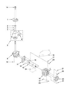 Brake, Clutch, Gearcase, Motor And Pump Parts Diagram and Parts List for NTW5100XQ0  Amana Washer