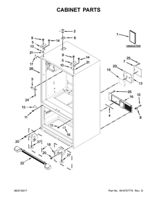 Cabinet Parts Diagram and Parts List for MFI2269DRH00  Maytag Refrigerator