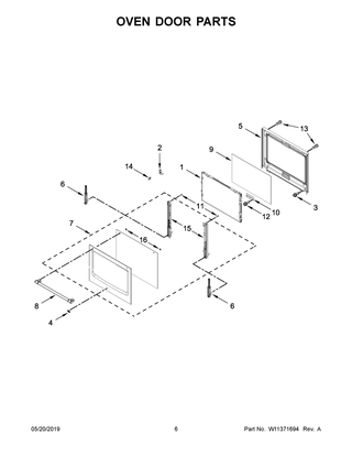 Oven Door Parts Diagram and Parts List for MMW9730FZ05  Maytag Microwave Oven Combo