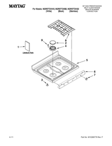 Cooktop Parts Diagram and Parts List for MGR8772WB0  Maytag Range