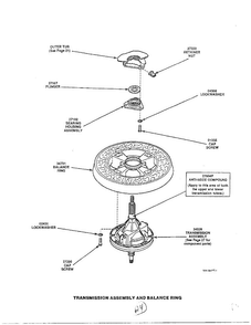 Transmission Assembly And Balance Ring Diagram and Parts List for 6497-LW-9203  Amana Washer