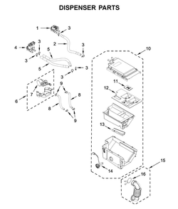 Dispenser Parts Diagram and Parts List for MHW8630HC3  Maytag Washer