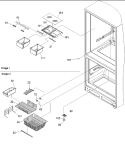 Crisper Assy & Freezer Feature Assy Diagram and Parts List for BR18V1S P1320707W S Amana Refrigerator