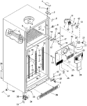 CABINET, HINGES, EVAP FAN & ROLLERS Diagram and Parts List for ART1805BC PART1805BC0 Amana Refrigerator