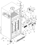 Cabinet, Hinges, Evap Fan & Rollers Diagram and Parts List for ART2105BB PART2105BB0 Amana Refrigerator