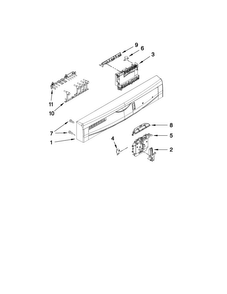 Control Panel And Latch Parts Diagram and Parts List for ADB1400AWB2  Amana Dishwasher