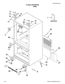 Cabinet Parts Diagram and Parts List for 5GFC20PRYW0  Maytag Refrigerator