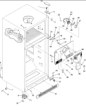 Cabinet, Hinges, Evap Fan & Rollers Diagram and Parts List for DRT1702BW PDRT1702BW0 Amana Refrigerator