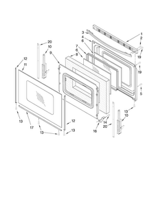 Door Parts Diagram and Parts List for MGR7661WB0  Maytag Range