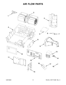 Air Flow Parts Diagram and Parts List for YMMV1175JZ01  Maytag Microwave
