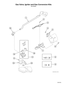 Gas Valve/Igniter/Gas Conversion Kits Diagram and Parts List for ADG3SRGS113TW01  Speed Queen Dryer