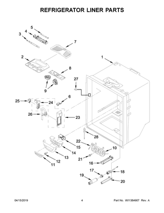 Refrigerator Liner Parts Diagram and Parts List for JFC2290REM02  Maytag Refrigerator
