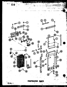 Evaporator Parts Diagram and Parts List for SRI19E-1-C-P74870-16WC  Amana Refrigerator