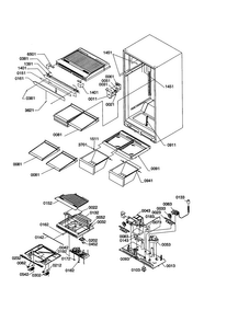 Interior Cabinet/drain Block Diagram and Parts List for TS19VL-P1306302WL  Amana Refrigerator