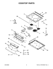 Cooktop Parts Diagram and Parts List for YAES6603SFW5  Amana Range