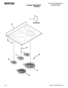 Cooktop Parts Diagram and Parts List for MER6775BAS18  Maytag Range