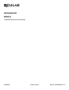 Cover Sheet Diagram and Parts List for JUD24FRACX00  Jenn-Air Refrigerator
