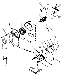 Motor, Exhaust Fan And Belt Diagram and Parts List for NE4613W43721  Speed Queen Dryer
