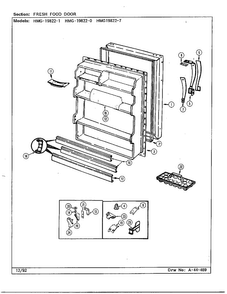 Fresh Food Door Diagram and Parts List for 19822-7  Admiral Refrigerator