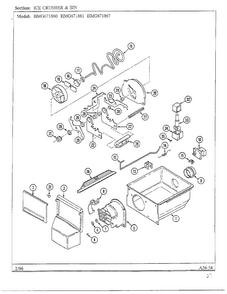 Ice Crusher And Bin Diagram and Parts List for HMG671860  Admiral Refrigerator