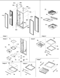 Hinges, & Refrigerator Shelving Diagram and Parts List for ARSE66MBC PARSE66MBC0 Amana Refrigerator