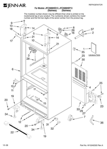 Cabinet Parts Diagram and Parts List for JFC2089HES13  Jenn-Air Refrigerator