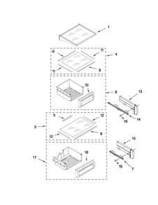 Refrigerator Shelf Parts Diagram and Parts List for JS42SEDUDW00  Jenn-Air Refrigerator