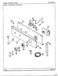 Control Panel Diagram and Parts List for 6329  Maytag Washer