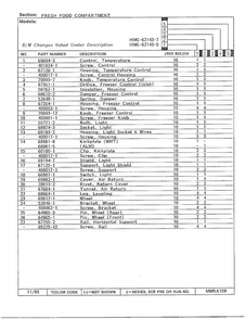 Fresh Food Compartment Diagram and Parts List for 62143-0A  Admiral Refrigerator