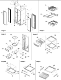 Hinges, & Refrigerator Shelving Diagram and Parts List for ARSE667BC PARSE667BC0 Amana Refrigerator