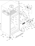 Cabinet, Hinges, Evap Fan & Rollers Diagram and Parts List for DRTE801BW PDRTE801BW0 Amana Refrigerator