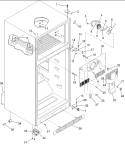 Cabinet, Hinges, Evap Fan & Rollers Diagram and Parts List for DRT1801BW PDRT1801BW0 Amana Refrigerator