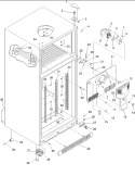 Cabinet, Hinges, Evap Fan & Rollers Diagram and Parts List for DRT1802BC PDRT1802BC0 Amana Refrigerator