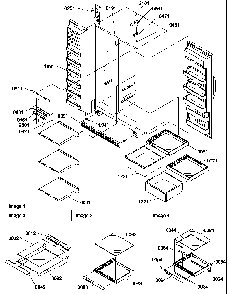 Refrigerator/freezer Shelves, Lights, And Hinges Diagram and Parts List for SG521SBW-P1197002WW  Amana Refrigerator