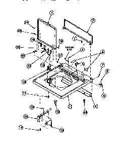 Cabinet Top, Loading Door And Control Hood Rear Panel Diagram and Parts List for CW8202W2-PCW8202W2B  Crosley Washer