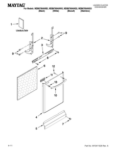 Door And Panel Parts Diagram and Parts List for MDB6769AWQ3  Maytag Dishwasher