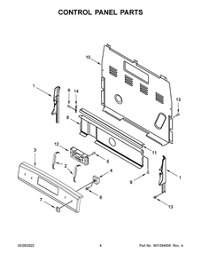 Control Panel Parts Diagram and Parts List for YACR4503SFW8  Amana Range