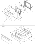 Oven Door and Storage Drawer Diagram and Parts List for ACF3325AB PACF3325AB0 Amana Range