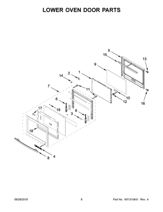 Lower Oven Door Parts Diagram and Parts List for JJW2727DS03  Maytag Wall Oven