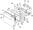 DOOR Diagram and Parts List for WW2780B-C  Jenn-Air Wall Oven