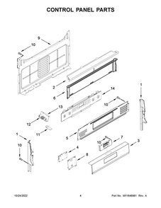 Control Panel Parts Diagram and Parts List for MGR8800FZ5  Maytag Range