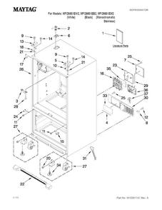 Cabinet Parts Diagram and Parts List for MFI2665XEB2  Maytag Refrigerator